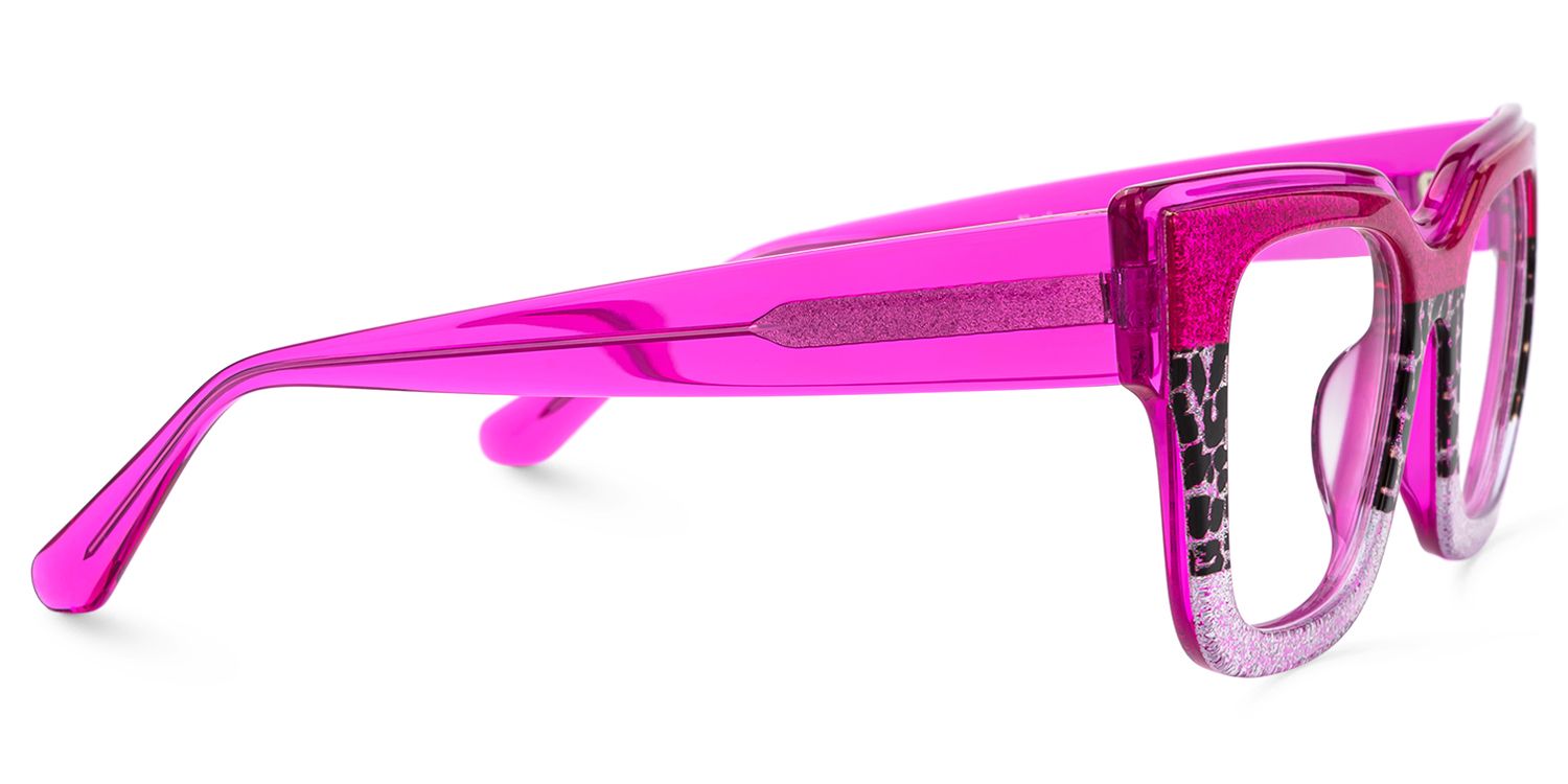 Lalasa - Pink Glitter Glasses Frames Leopard Print by Vooglam - Product View 4