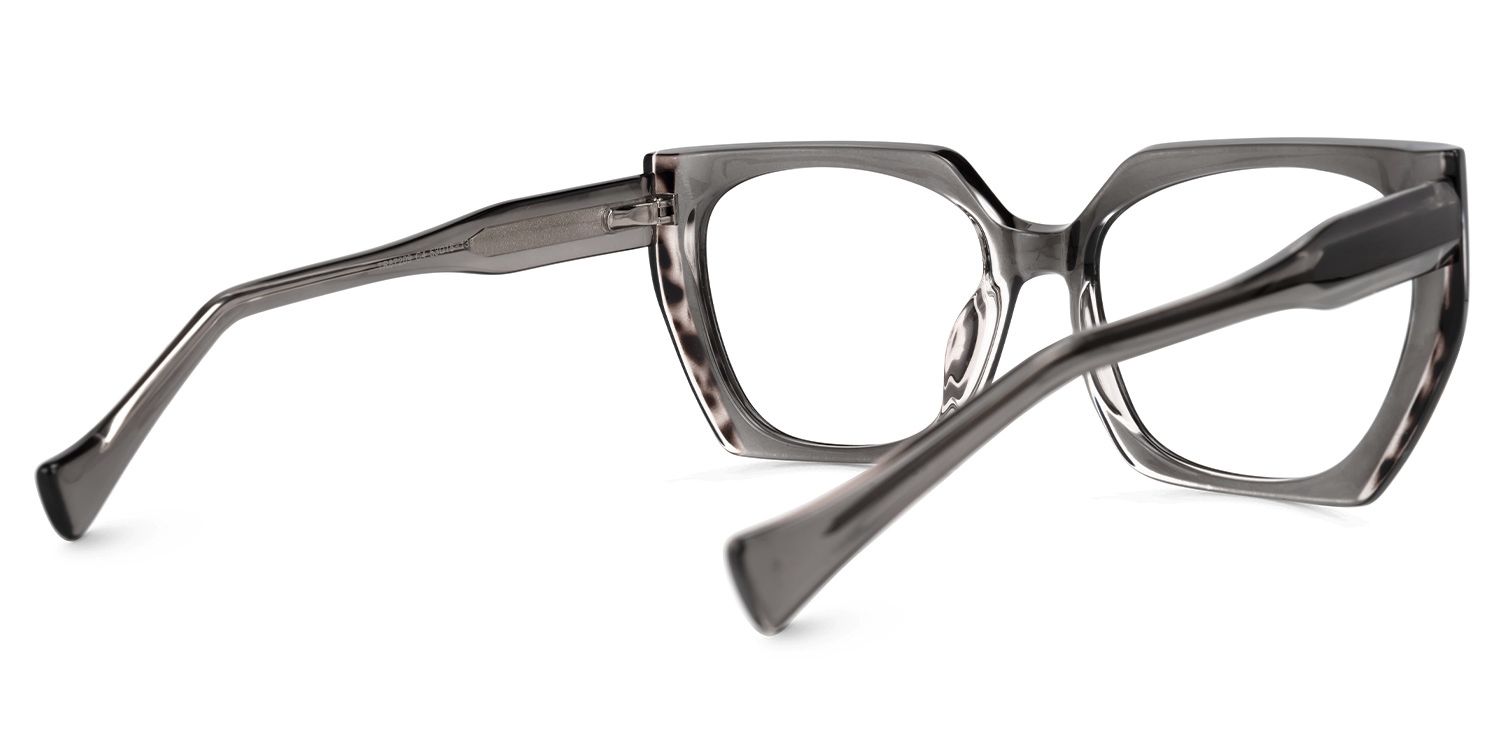 Edge - Geometric Grey Eyeglasses | Vooglam Side View