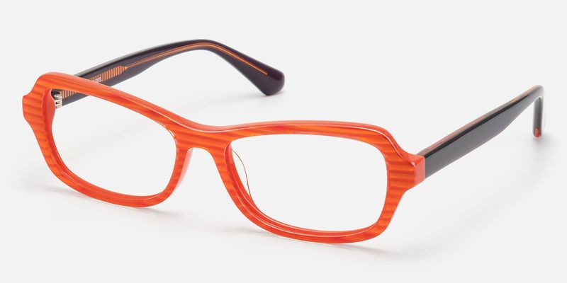 Pop - Bright Orange Striped Bug Eye Glasses by Vooglam