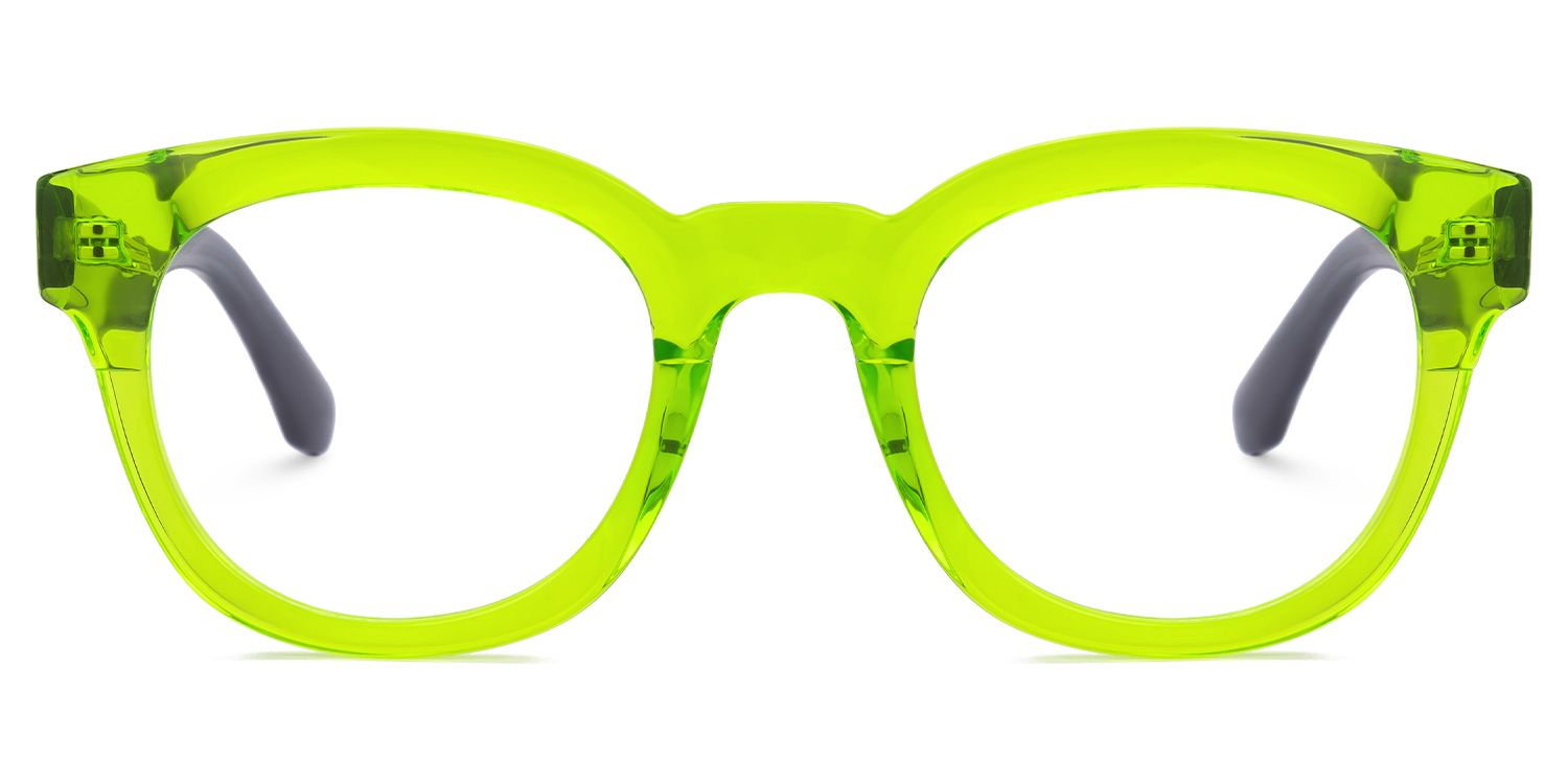 Haina - Round Green Eyeglasses | Vooglam Angle View