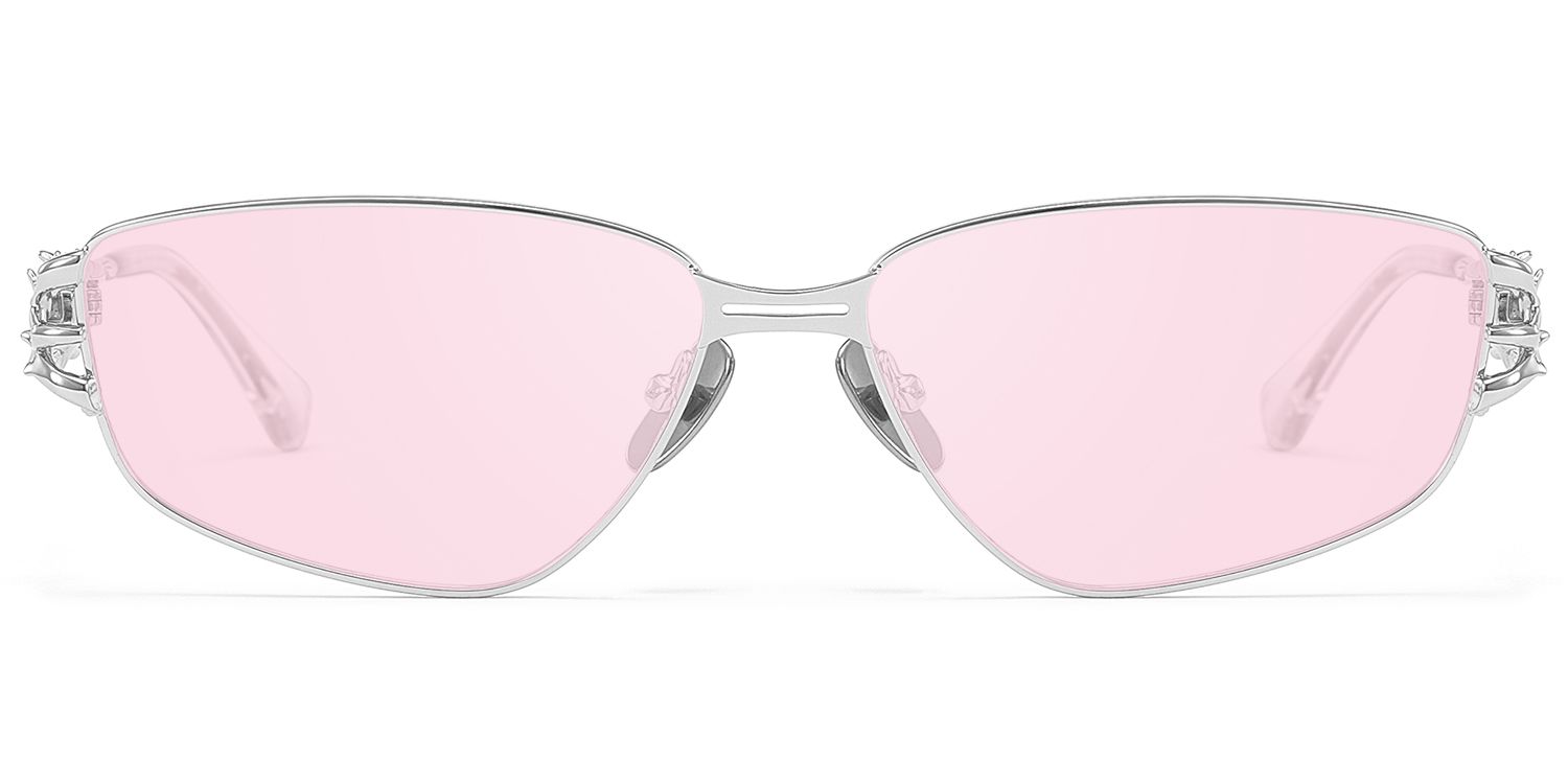 Spine - Silver Metal Pink Tinted Sunglasses | Vooglam Product Details 1