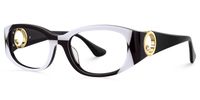 Claire - Rectangle Black/White Eyeglasses | Vooglam Front View