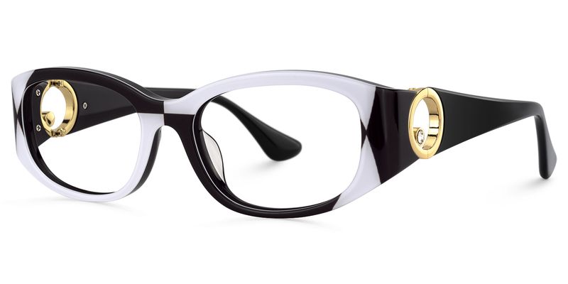 Claire - Rectangle Black/White Eyeglasses | Vooglam