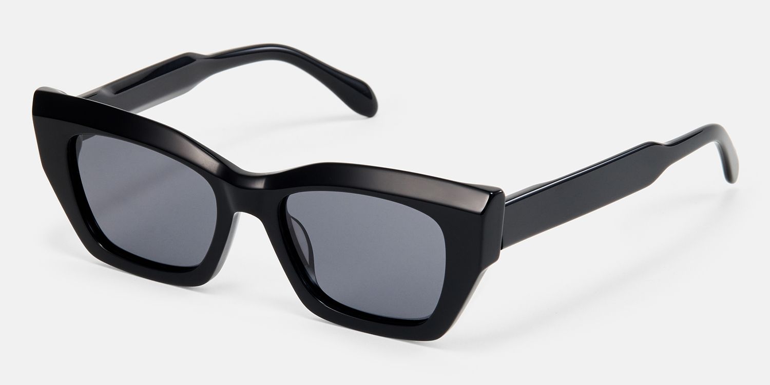 Velora - Cat Eye Black Sunglasses | Vooglam Front View
