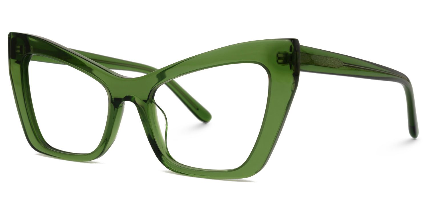Bader - Cat Eye Green Retro-Inspired Eyeglasses | Vooglam Front View