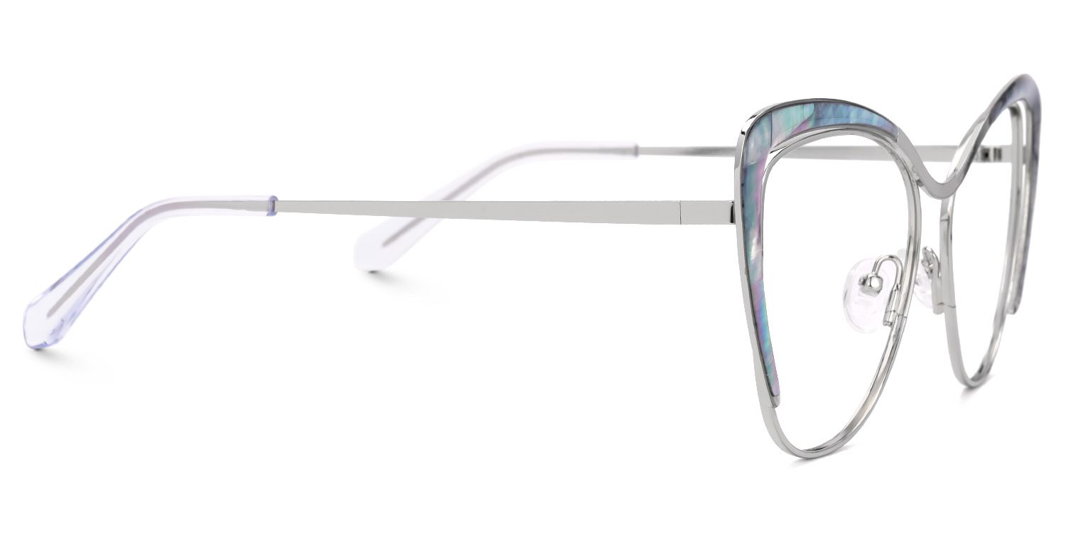 Jachin - Cat Eye Silver Eyeglasses by Vooglam - Product View 4