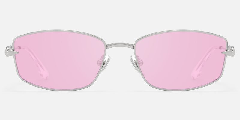 Bladework - Silver Narrow Pink Tint Sunglasses | Vooglam