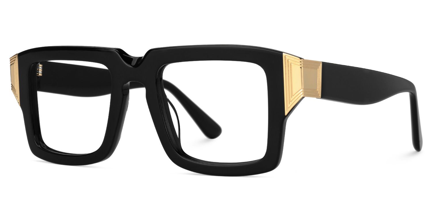 Emanita - Rectangle Black Eyeglasses | Vooglam Front View