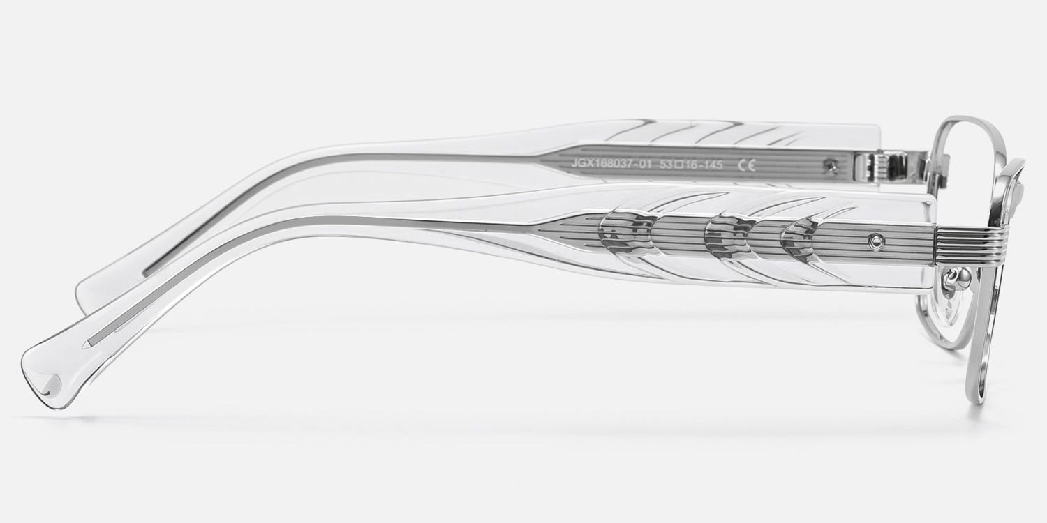 Toyo - Exposed Metal Pin Silver Rectangle Glasses | Vooglam Side View