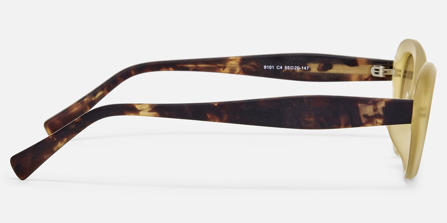 Phantom - Oval Yellow Sunglasses | Vooglam Side View