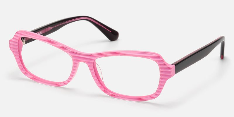 Pop - Pink And Purple Striped Bug Eye Glasses by Vooglam