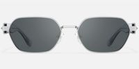 Orion - Gray Lens Mixed Material Sunglasses | Vooglam Angle View