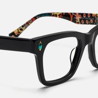 Adinkra - Square Black Eyeglasses | Vooglam Design Details