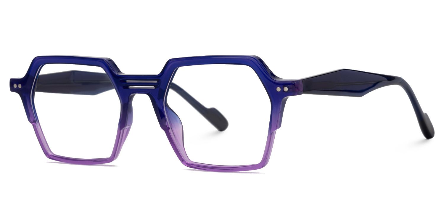 Hachiro - Geometric Purple Eyeglasses | Vooglam Front View