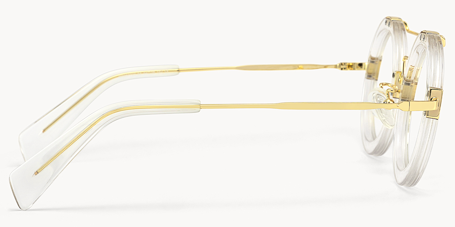 Perkins - Clear Round Retro Aviator Frame Glasses - 3