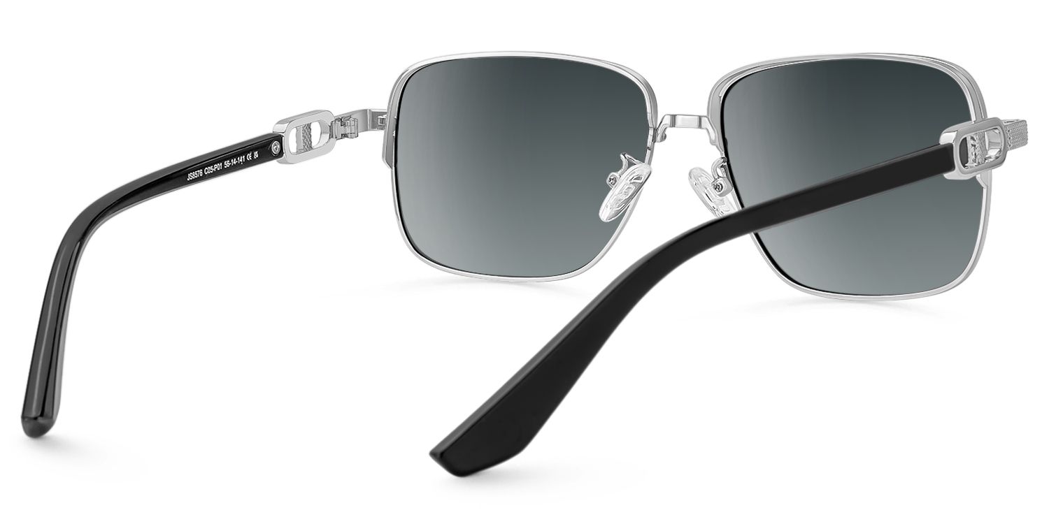 Jadiel - Square Silver Sunglasses | Vooglam Side View