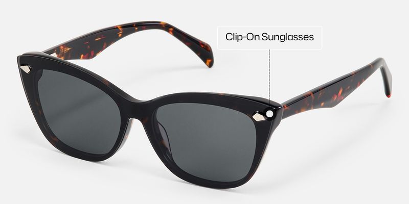 Fineen - Cat Eye Tortoise Clip-on Sunglasses | Vooglam