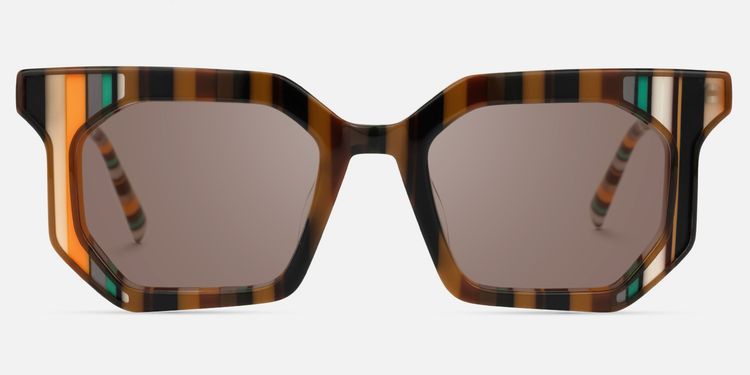 Abetzi - Rectangle Brown Sunglasses by Vooglam