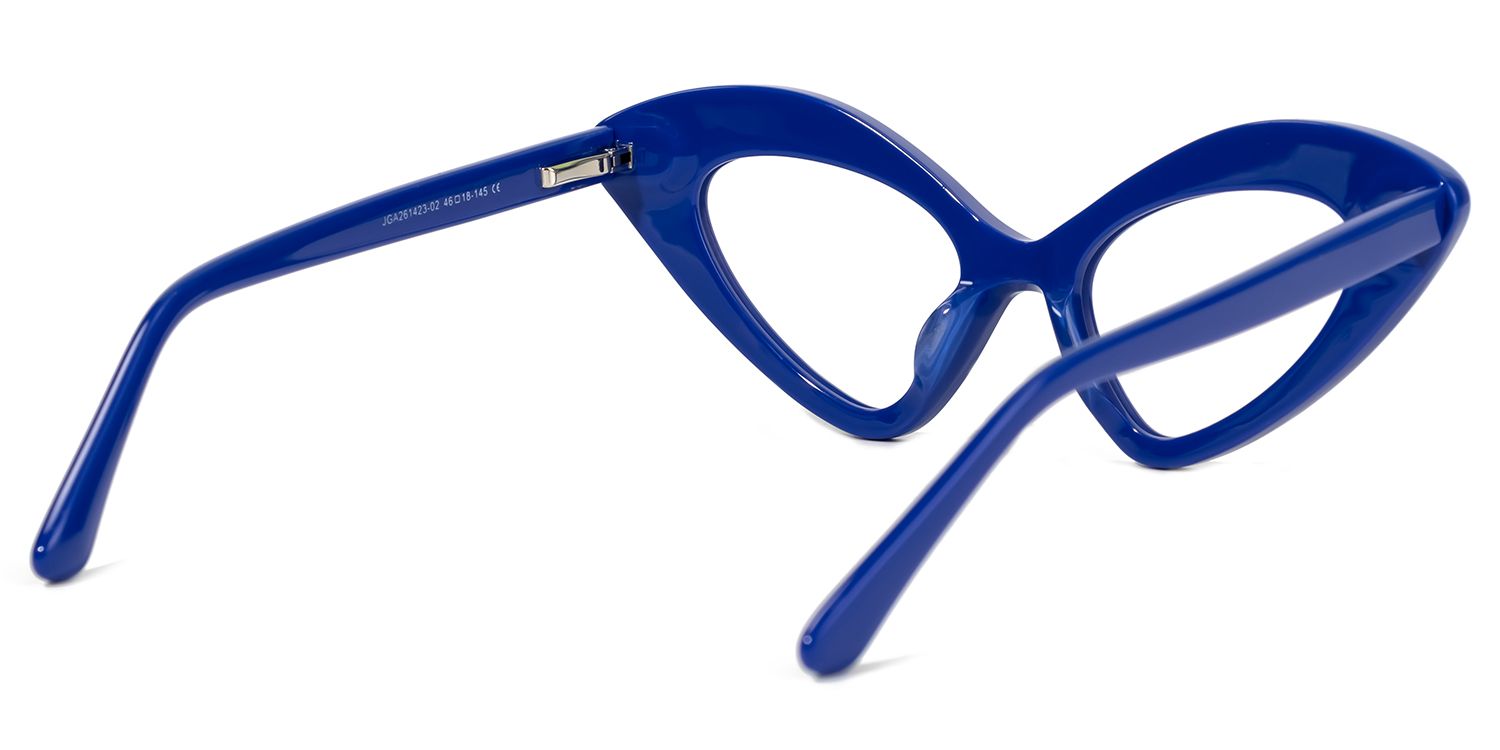 Keyshawn - Cat Eye Blue Eyeglasses by Vooglam - Side View
