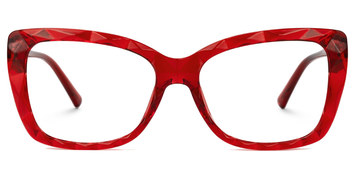 Shane - Rectangle Red Eyeglasses | Vooglam Angle View