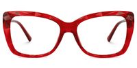 Shane - Rectangle Red Eyeglasses | Vooglam Angle View