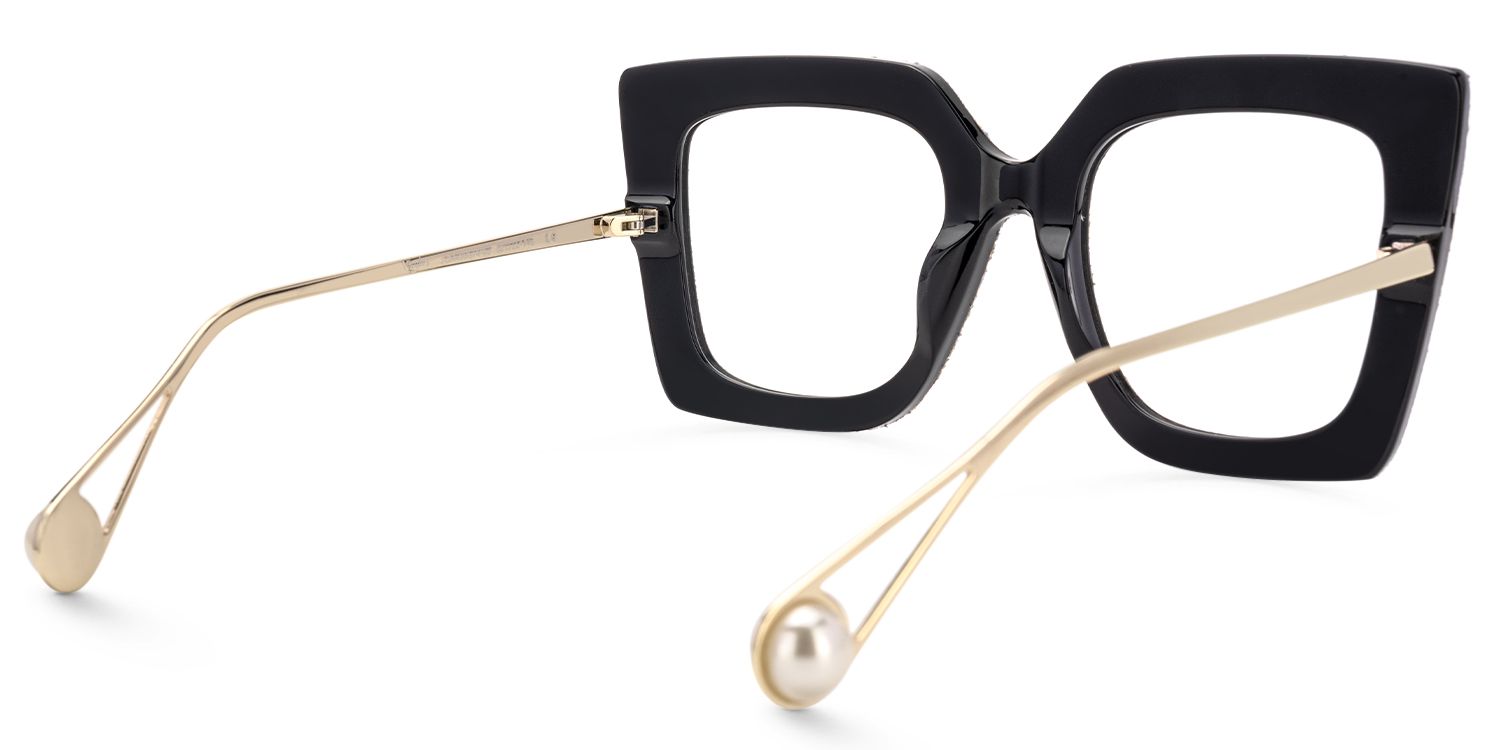 Faustus - Retro Blue Square Denim Glasses Frames | Vooglam Side View
