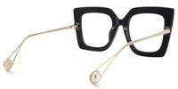 Faustus - Retro Blue Square Denim Glasses Frames | Vooglam Side View