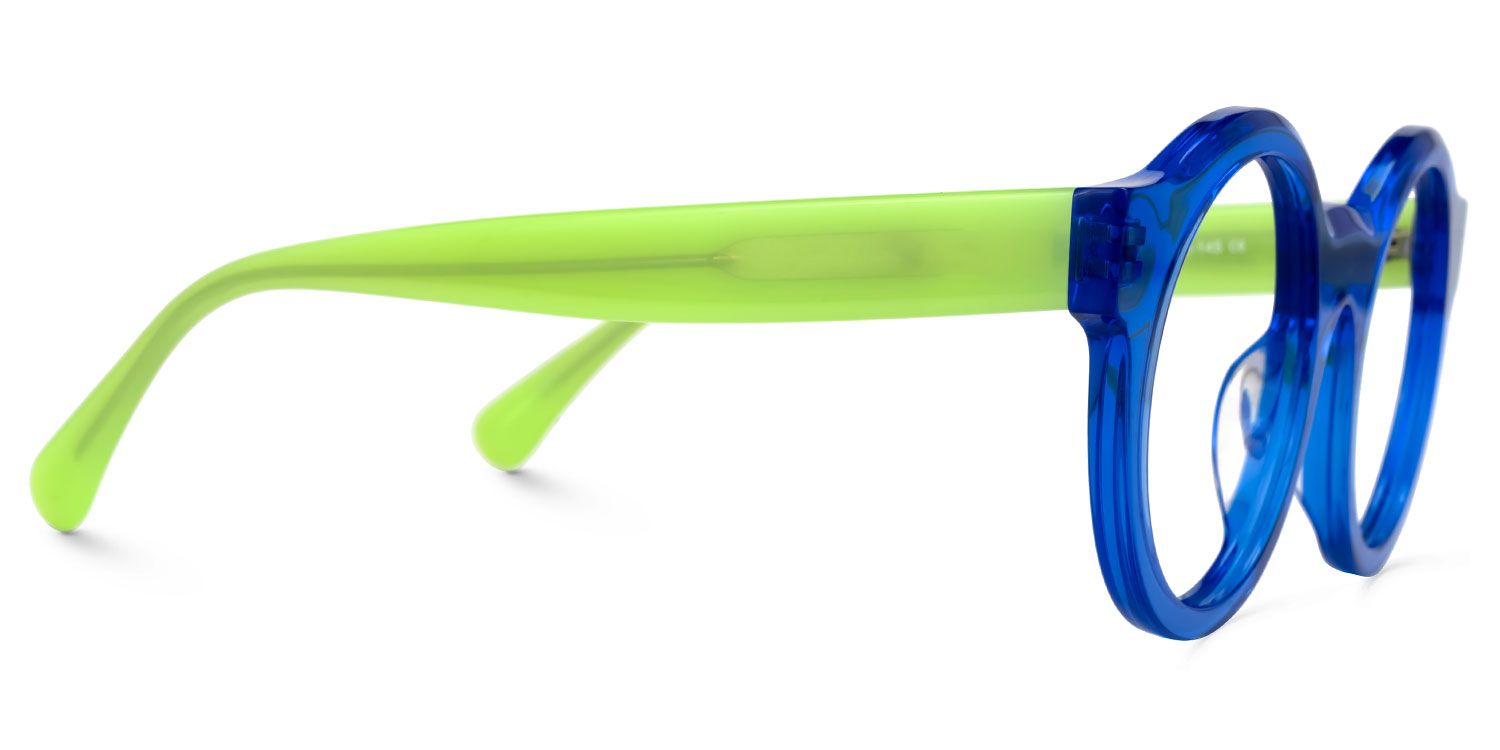 Elefteria - Round Blue Eyeglasses by Vooglam - Product View 4