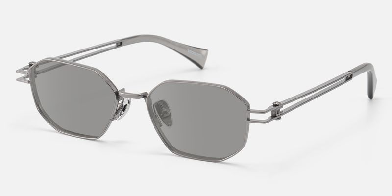 Loos - Light Gray Polygonal Oversized Sunglasses | Vooglam