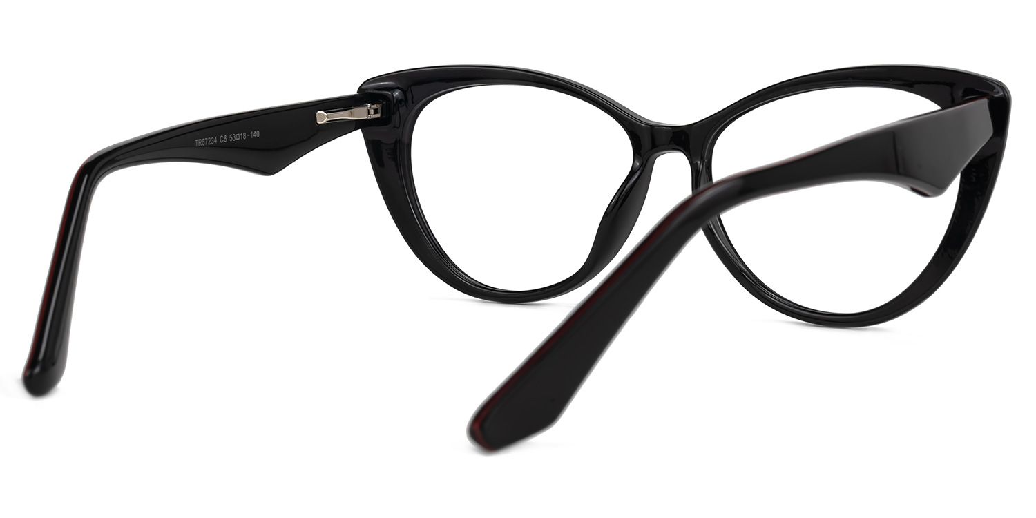 Ekundayo - Cat Eye Black Eyeglasses by Vooglam - Side View