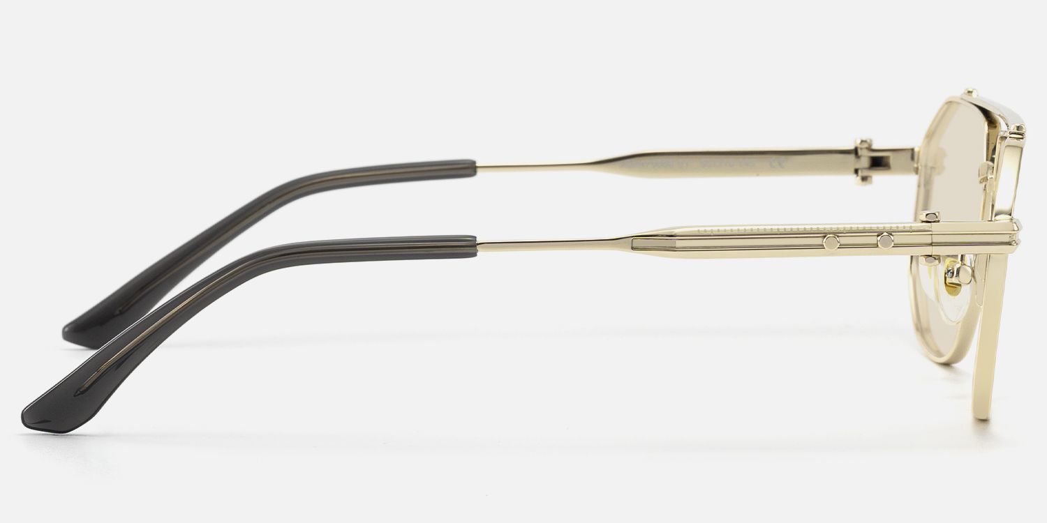 Ando - Gold Geometric Aviator Scale Sunglasses | Vooglam Side View