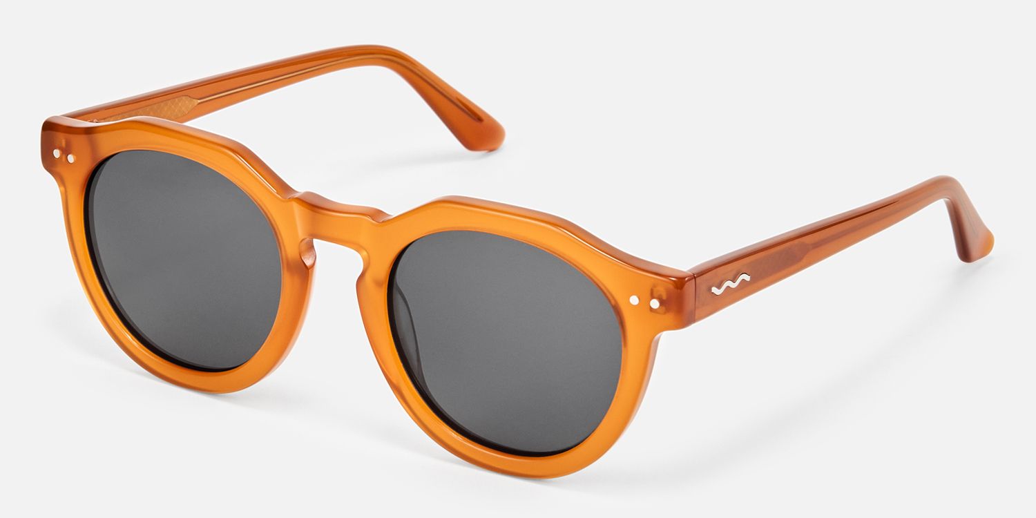 Aubrey - Geometric Brown Sunglasses | Vooglam Front View
