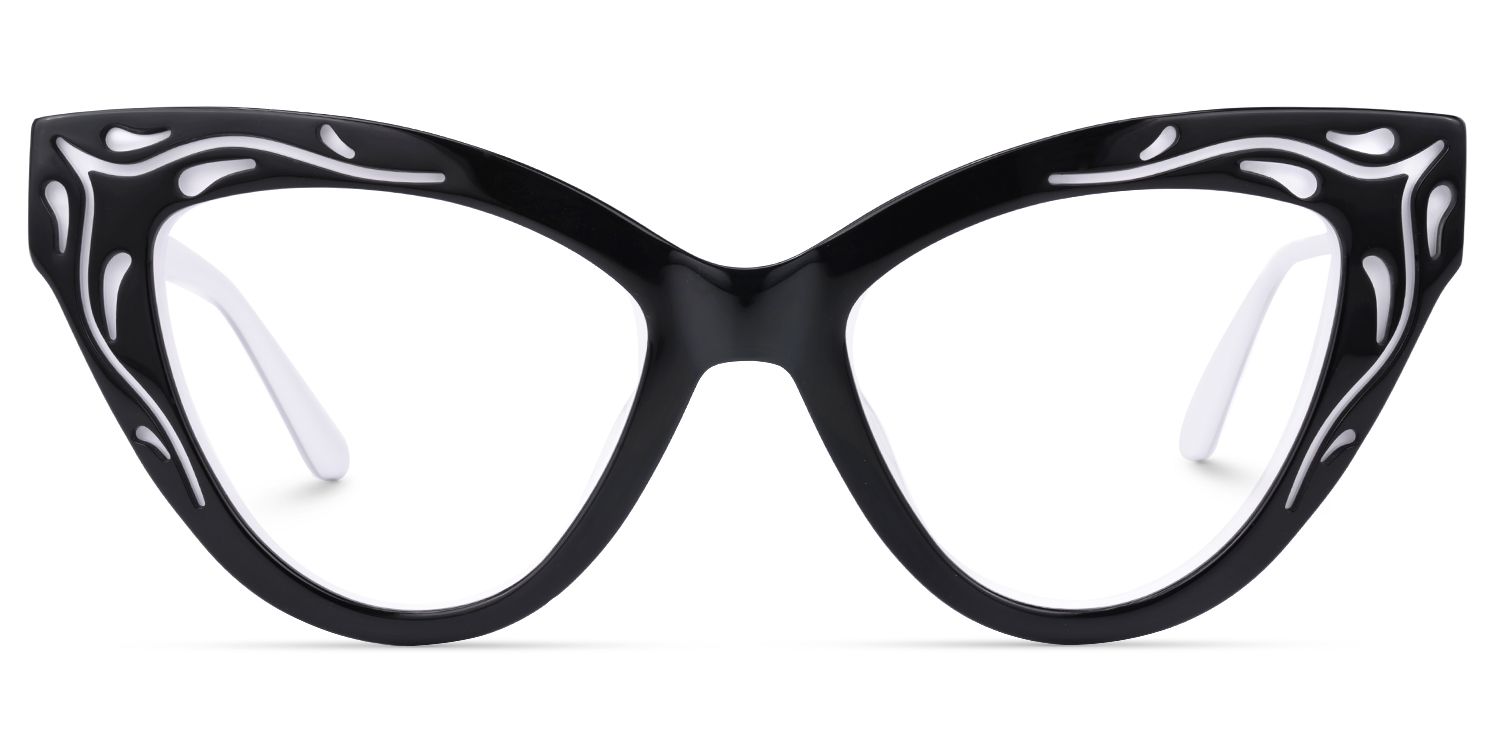 Ivey - Cat Eye Black/White Eyeglasses | Vooglam Angle View