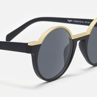 Latina - Retro Round Black & Gold Sunglasses | Vooglam Design Details