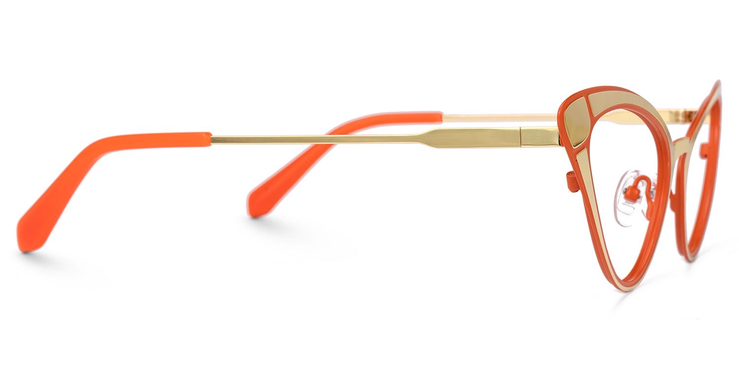 Fachtna - Cat Eye Orange/Gold Eyeglasses | Vooglam 4