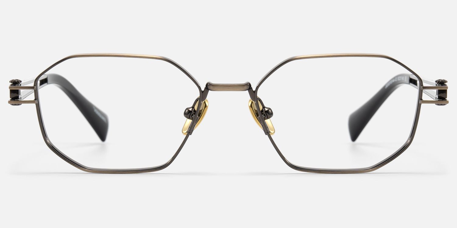 Loos - Gold Double Wire Temple Geometric Glasses| Vooglam Angle View