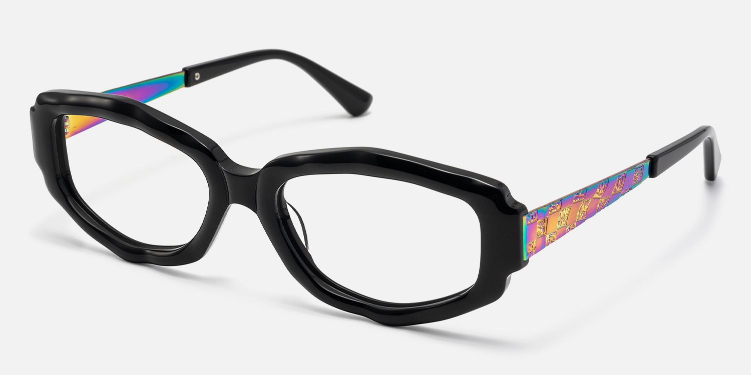 Spire - Geometric Black Eyeglasses | Vooglam Front View