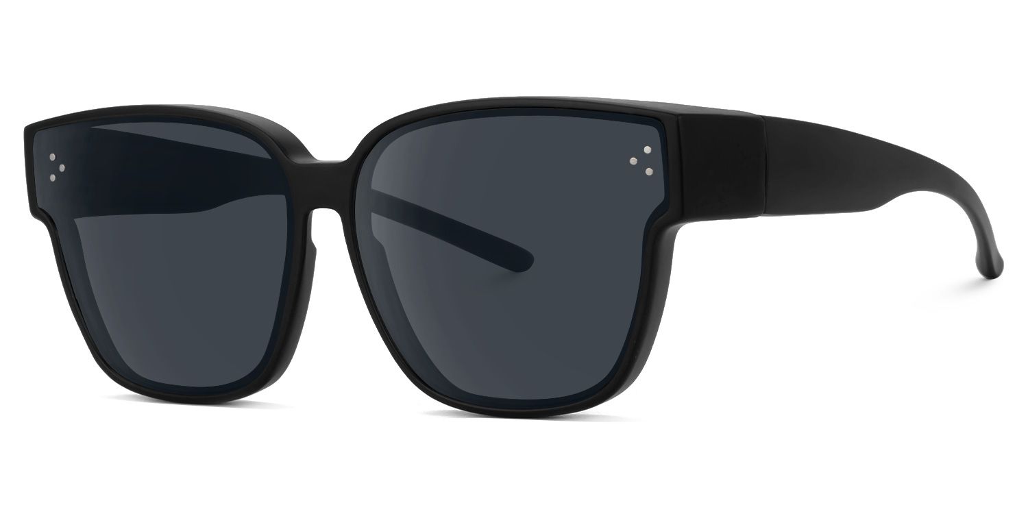 Hannes - Square Black Fit Over Sunglasses | Vooglam Front View