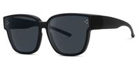 Hannes - Square Black Fit Over Sunglasses | Vooglam Front View