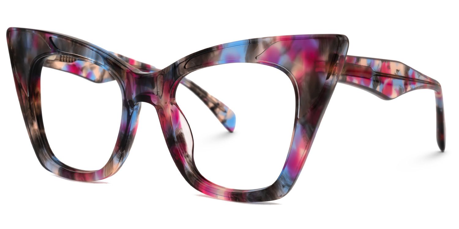 Aelius - Cat Eye Purple/Floral Eyeglasses | Vooglam Front View