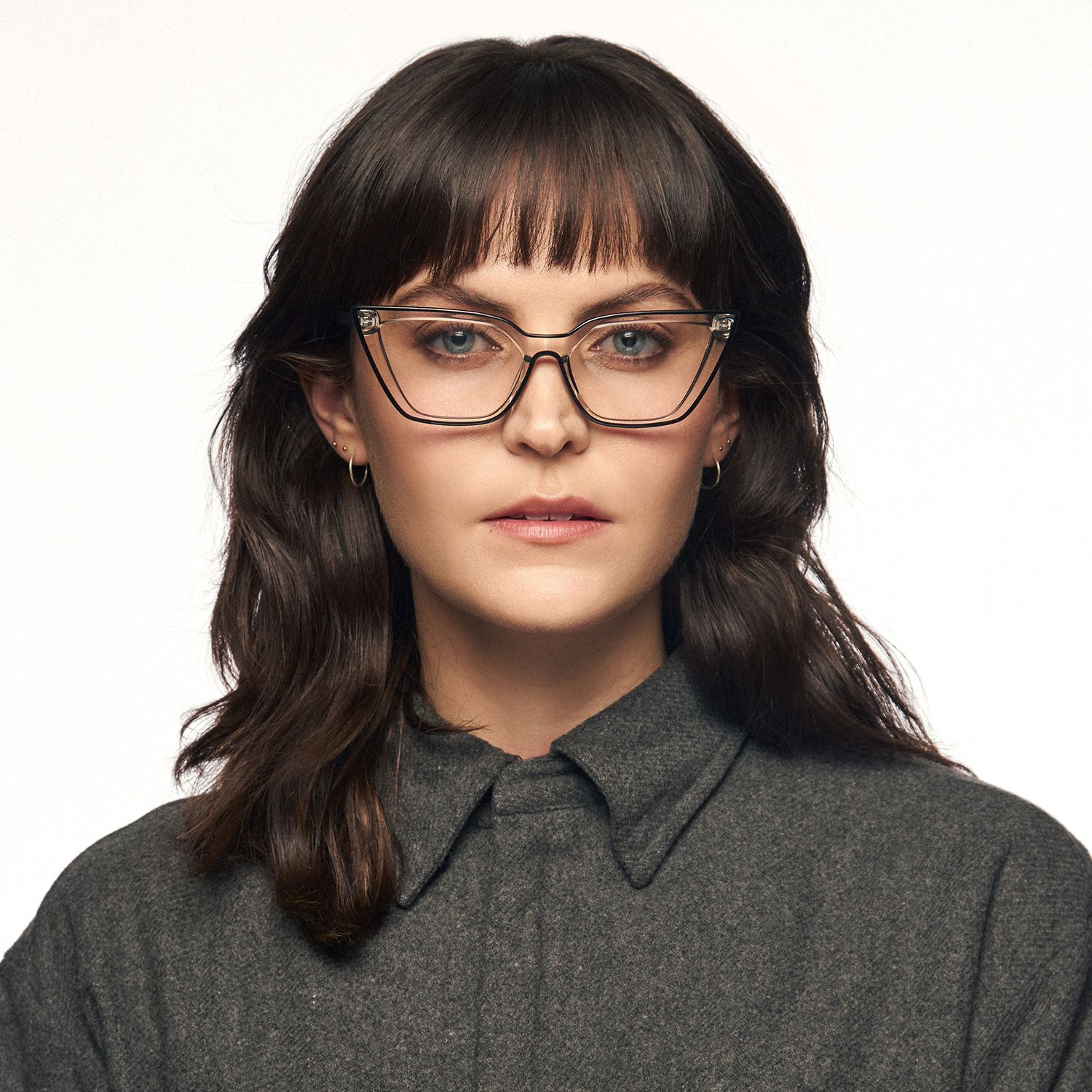 Lyuba - Bold Minimalism Rectangle Black Glasses by Vooglam - On Model
