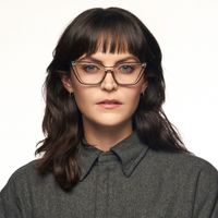 Lyuba - Bold Minimalism Rectangle Black Glasses | Vooglam On Model 1