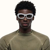 The Geologist - Bold Gray Marble Glasses | Vooglam On Model 2