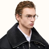 The Architect - Rectangle Silver Eyeglasses | Vooglam On Model 4