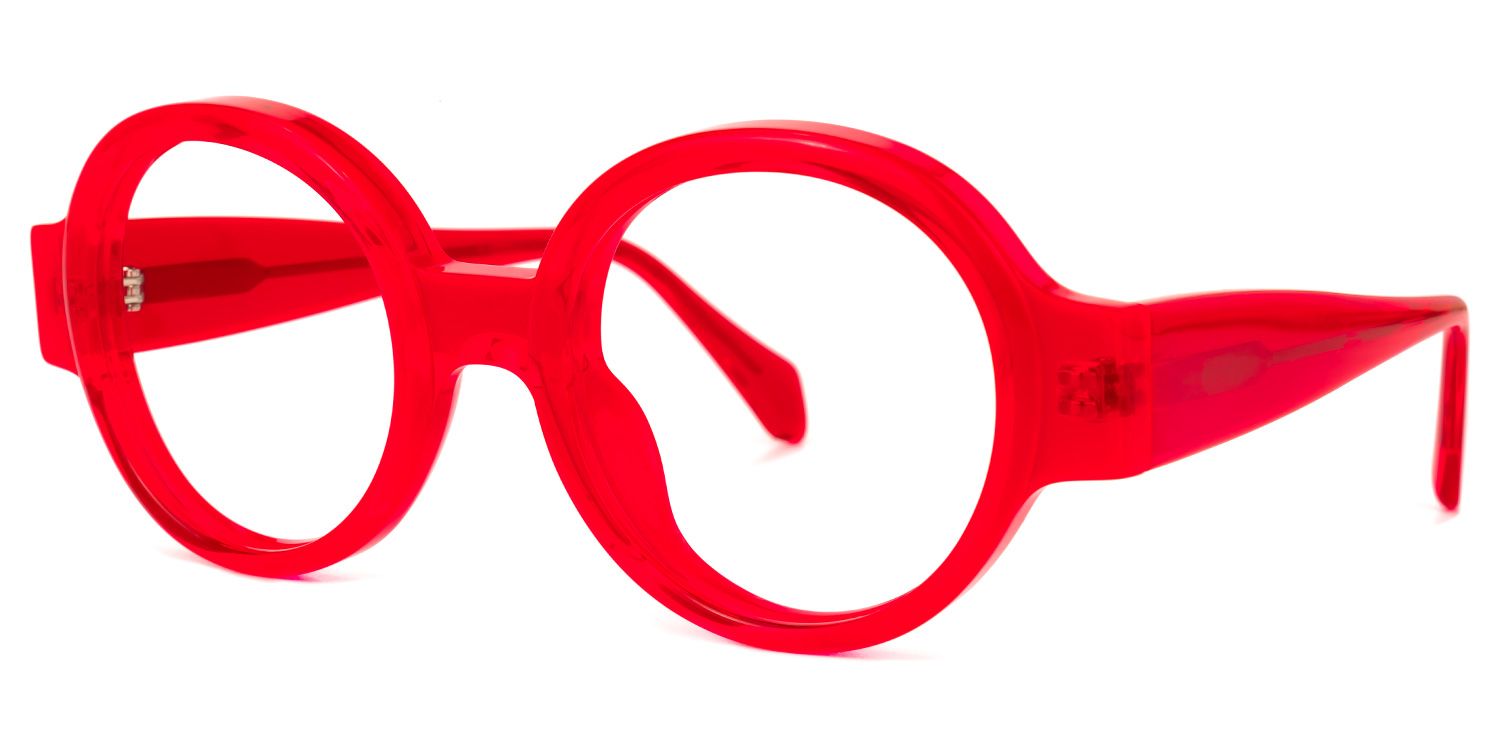 Aelwen - Round Red Eyeglasses | Vooglam Front View
