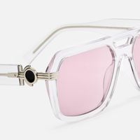 Maverick - Clear Frame Pink Lens Sunglasses | Vooglam Design Details