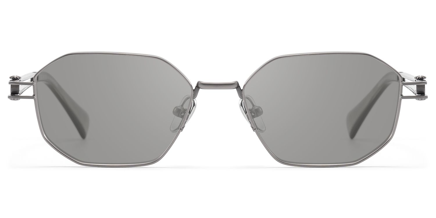Frame Size of Loos - Light Gray Polygonal Oversized Sunglasses | Vooglam