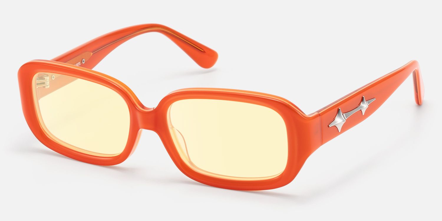 Prism - Bright Orange Yellow Tint Rectangle Shades by Vooglam - Front View
