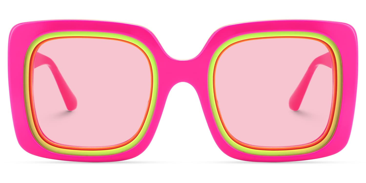 Esadowa - Square Pink Sunglasses - 1