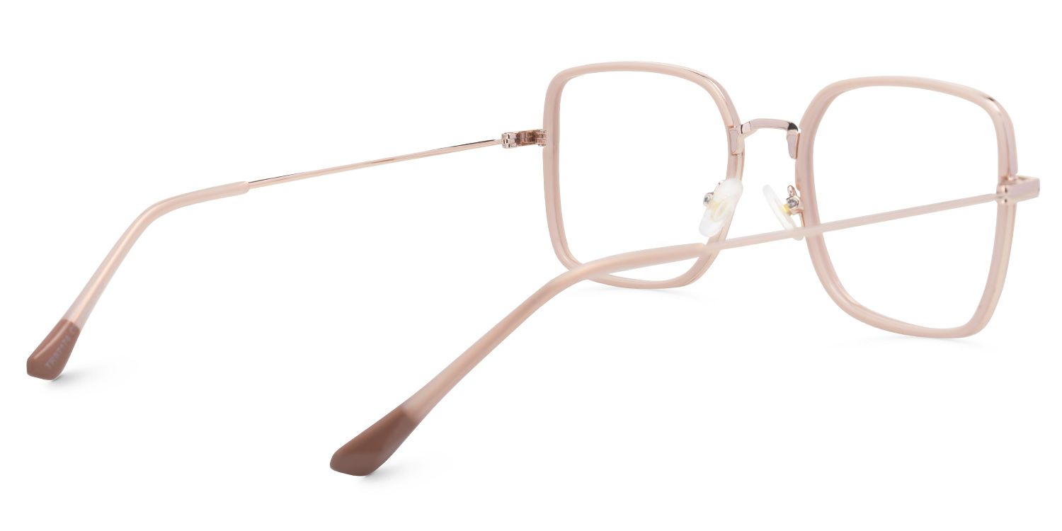 Faber - Square Champagne Eyeglasses by Vooglam - Side View
